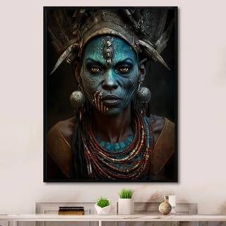 Designart "Tribal African Woman I" African American Woman Framed Wall